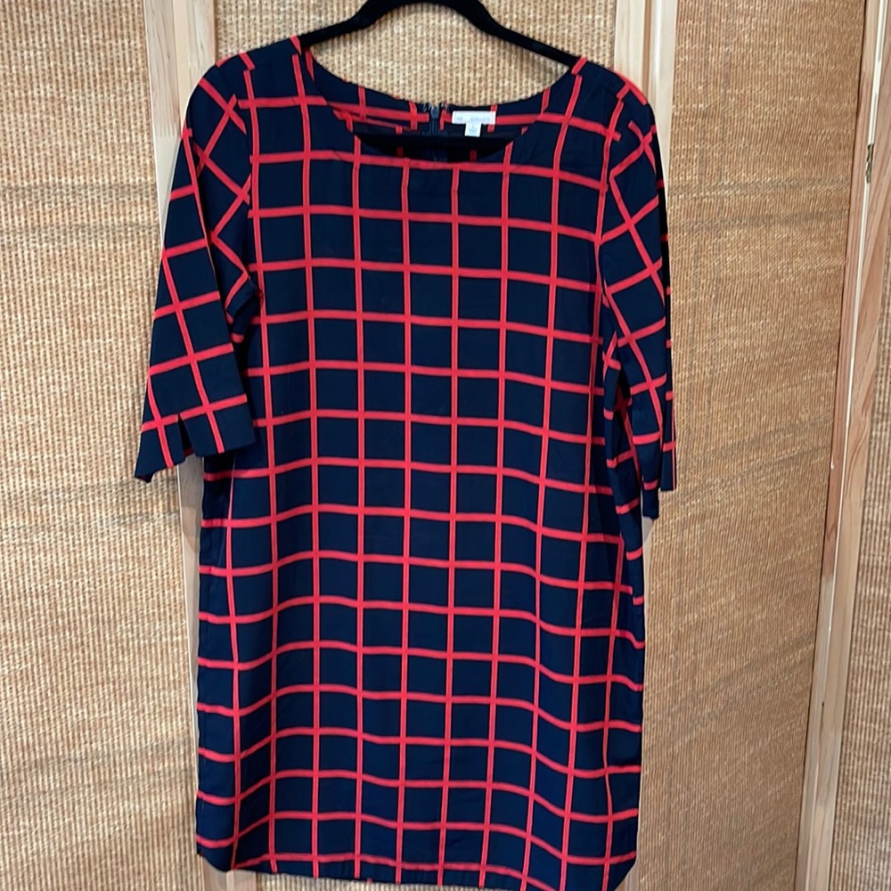 Navy and red checked dress- size small